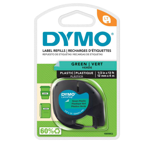 DYMO LETRATAG NASTRO DYMO LT IN PLASTICA 12MMX4MT - VERDE